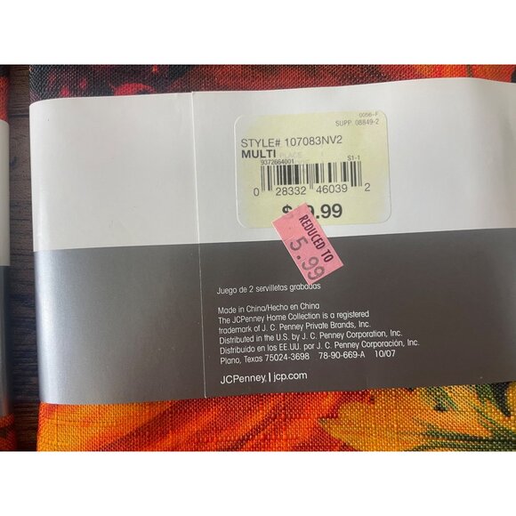 2 Set Of 2 JCPenney Home Collection Fall Harvest Floral Napkins 4 Napkins NOS - Picture 5 of 5